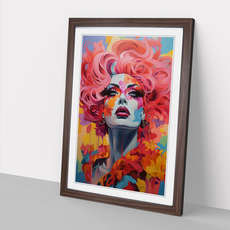 Drag Queen Expressionism - Single Picture Frame Print on Wood, Walnut, 46" H x 34" W x 2" D