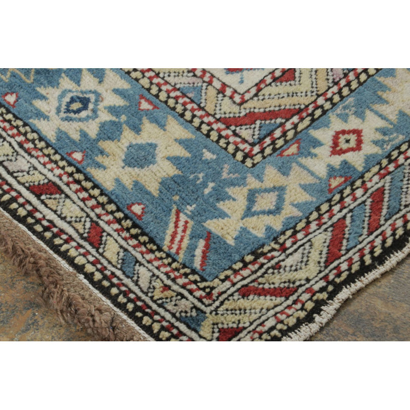 Vintage Shirvan Square Rug With Polychromatic Geometric Patterns - Rug & Kilim