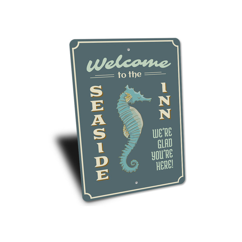 Panneau de bienvenue en aluminium Seaside Inn, H 14 po x l 10 po x P 0,04 po