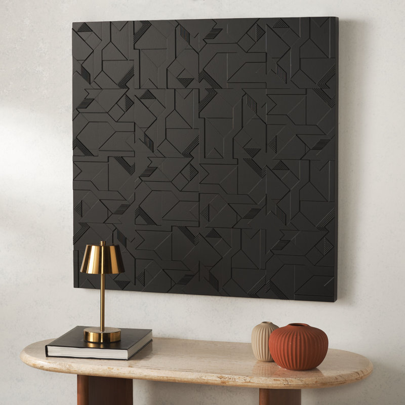 Décoration murale en résine 31,5 po Marlow, Noir, noir, noir, noir