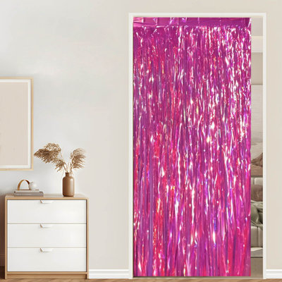 Kbndieu 2M Colorful Golden Rain Silk Curtain Birthday Party Wedding Decoration Colorful Background Festival Outdoor Decoration Rain Silk Door Curtain