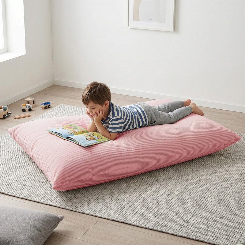 Fauteuil à billes convertible avec canapé-lit et chaise longue pour enfants, Rose