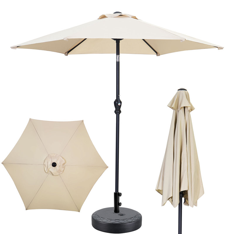 Parasol de patio 7,5 pi avec base, Kaki