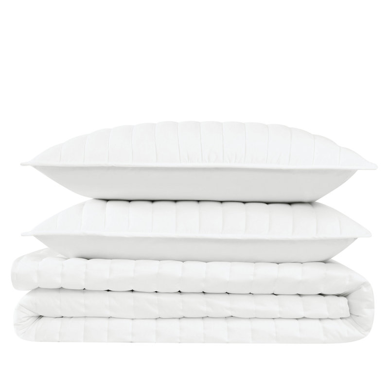 Cotton Standard Quilt, Full / Queen Quilt + 2 Standard Shams, White
