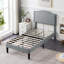 Ensemble de 2 lit plateforme tapissier simple Fahmidah, base de matelas en velours avec tête de lit cloutée réglable, support de lattes en bois robuste, aucun sommier requis-88589214