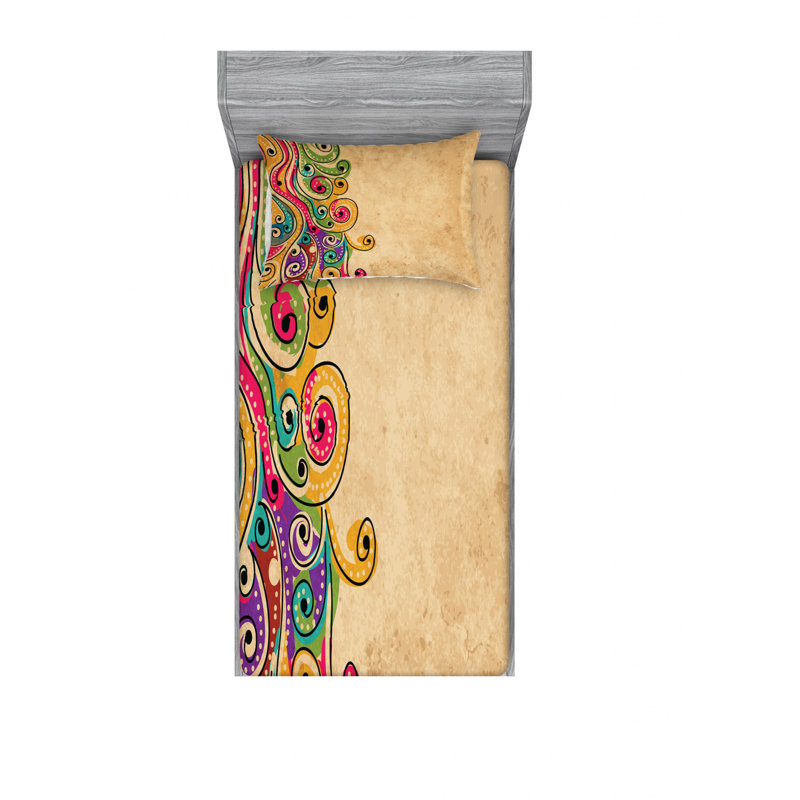 Microfiber Abstract Sheet Set, Twin XL Sheet Set with Fitted Sheet