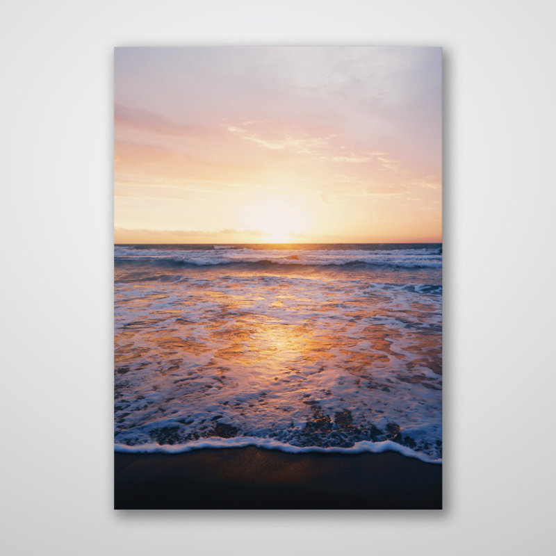 Reproduction d'art plage coucher de soleil - océan coucher de soleil sur toile - paysage côtier, affiche sur toile - soirée ciel bord de mer - décor de plage tropicale - voyage mural