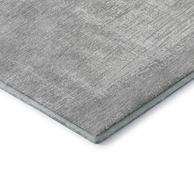 Premium Machine Washable Prisco Silver Rug, Rectangle 9' x 12'