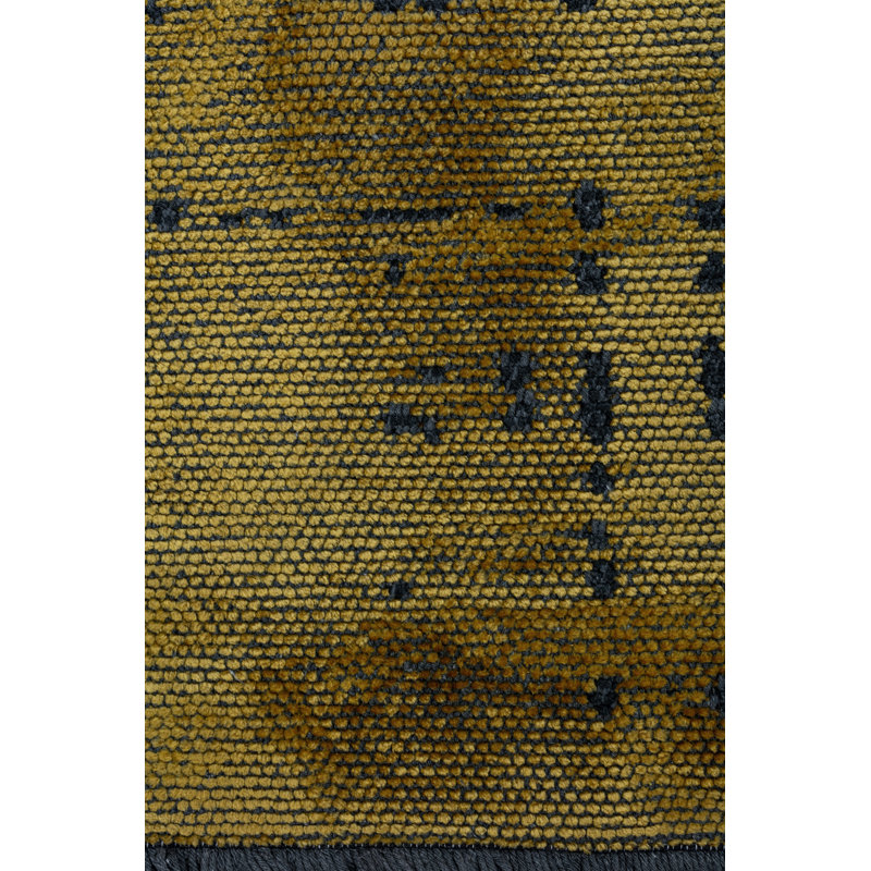 Yellow/Black Abstract Luxury Area Rug, Rectangle 7'10" x 9'10"