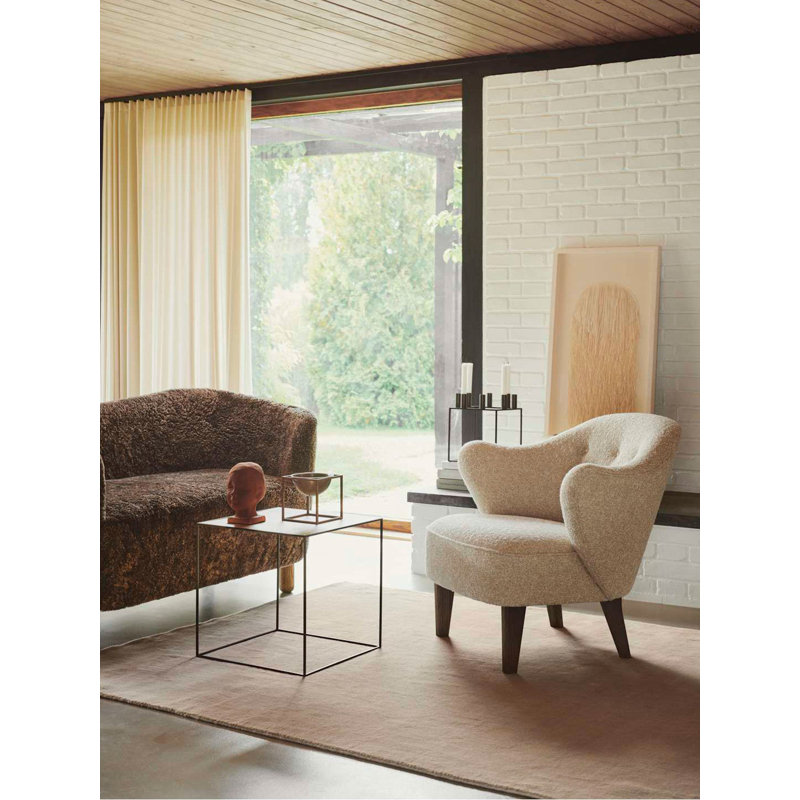 Brasilia Tufted Armchair, Dark Stained Oak, Sheepskin Honey