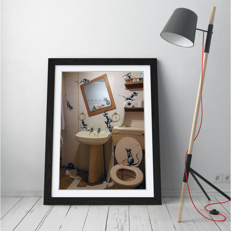 Banksy On Lockdown Rats - Single Picture Frame Print on Canvas