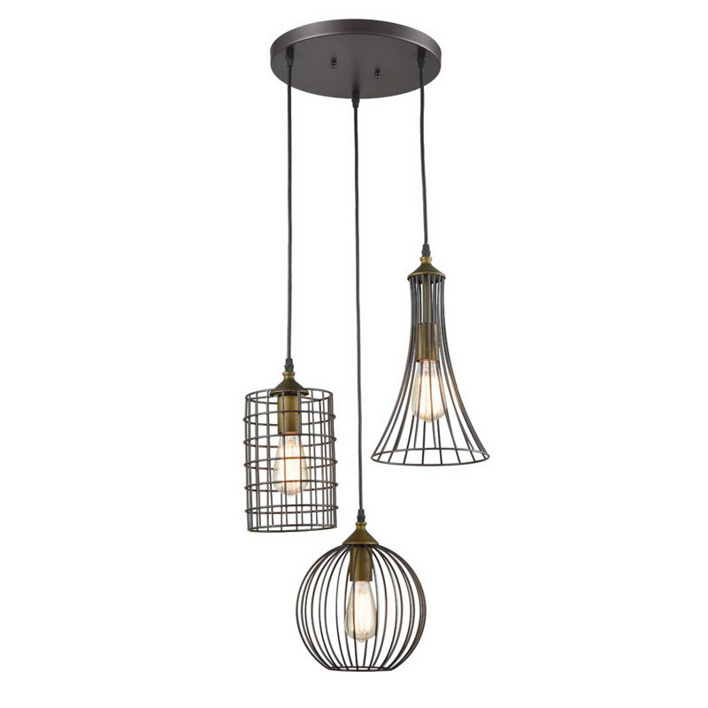 Luminaire suspendu géométrique 3 lumières grappe Tarsha