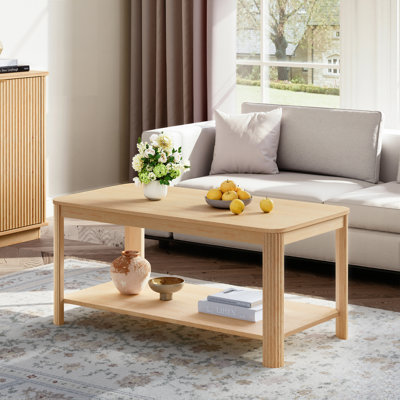 Rectangular Coffee Table with Storage Shelf