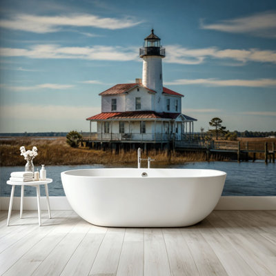 Peel and Stick Wallpaper Wall Mural Historic Lighthouse Edenton NC Wall Art Self Adhesive and Removable