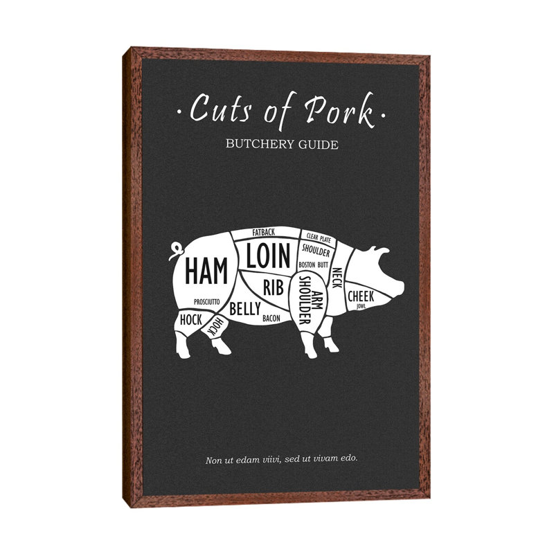 Butchery Pork by Mark Rogan - Print on Canvas, 152.4cm H x 101.6cm W x 3.81cm D, Classic Brown Wood Framed