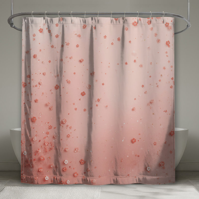 Rideaux de douche rose, L 70 po x H 84 po
