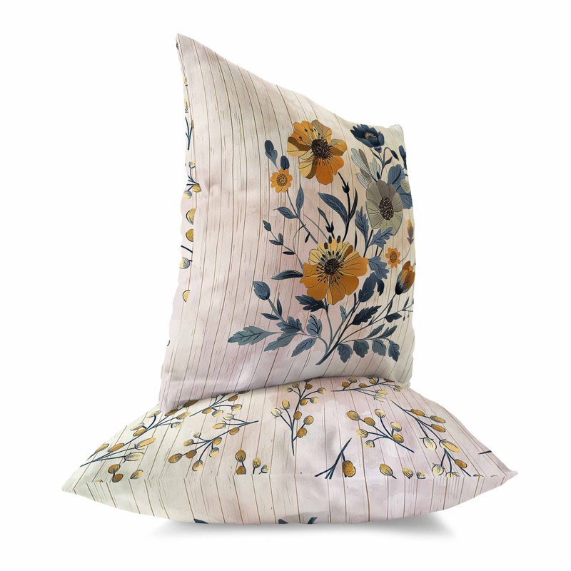 Fleur de résineux intérieur / extérieur 16 x 16, Carré 16 po, Beige/bleu