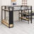 Metal Loft Bed Frame With Wardrobe,Storage Shelves And Pegboard
