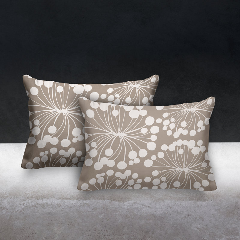 Polyester / Mélange de polyester Housse de coussin rectangulaire intérieure / extérieure lombaire et insert, Beige
