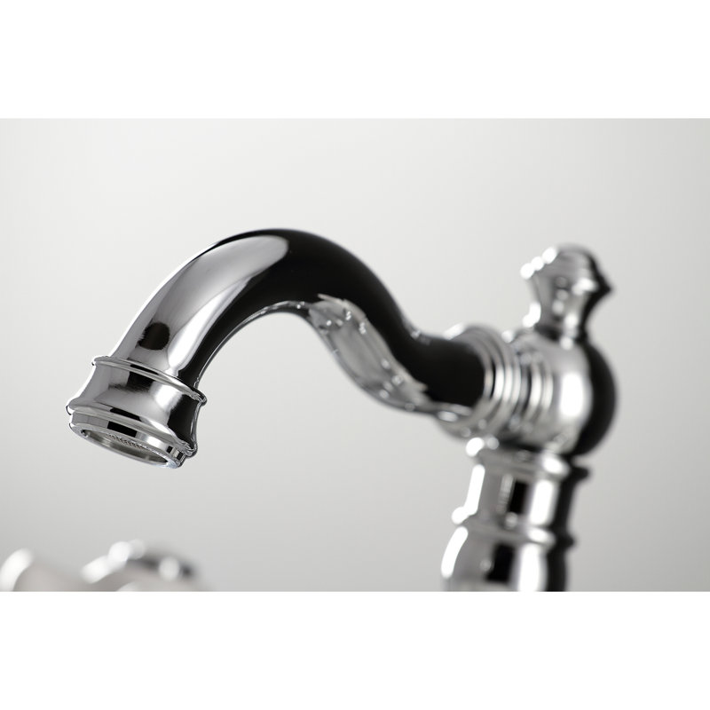 Kingston Brass American Classic Two-Handle 3-Hole Deck Mount Widespread Bathroom Faucet with Pop-Up Drain, Polished Chrome
