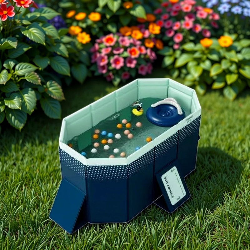 Outdoor PVC Inflatable Folding Pool, 65.35" L x 42.13" W x 17.72" H