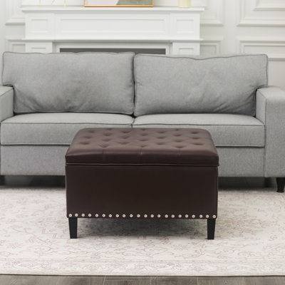 Repose-pieds de rangement carré capitonné de 29,5 po Nelda