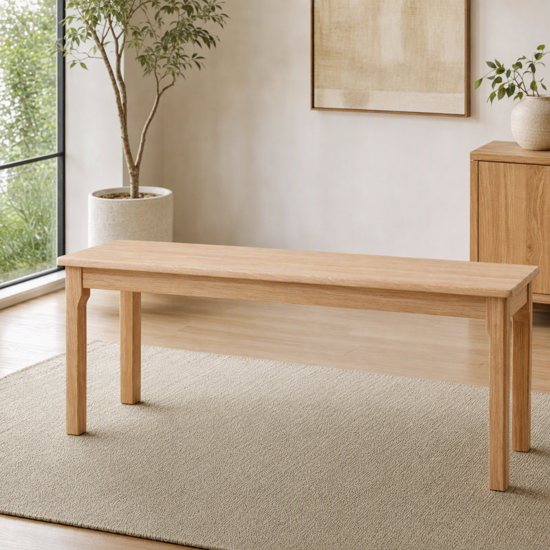 Banc de salle à manger en bois d'hévéa massif de 120 cm (47,2 po), banc d'entrée rustique, assise de table, Naturel