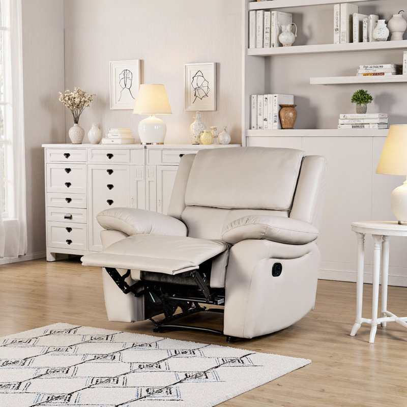 Luxury Transitional Glider Chair with Plush Pillow Arms - FSC Certified Comfort for Effortless Relaxation, Beige