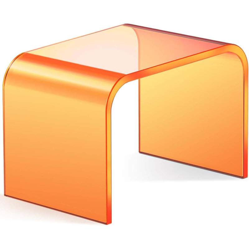 Acrylic Step Stool,Acrylic Stools,Clear Step Stools With Non-Slip For Bathroom,Holds Up To 250Lbs (Orange No Non-Slip, Pack Of 1)