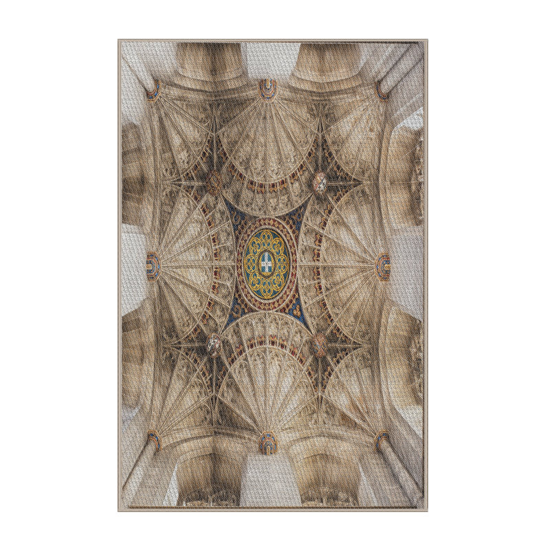 Tapis gris/zone noire à motifs, Rectangle 7 pi x 9 pi