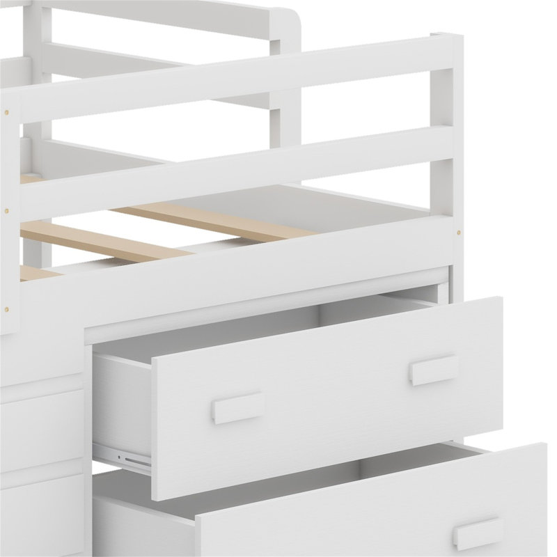 Lit mezzanine avec tiroirs et tablette, Blanc