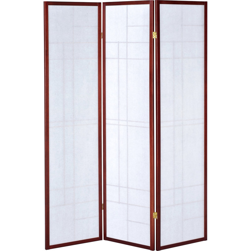 Paravent à 3 panneaux dans une combinaison blanc brun rouge, façon polyvalente de séparer l'espace, bois d'hévéa, hauteur de 71,25 pouces pour une ambiance chaleureuse et rouge riche, cadre en pin, construction élégante