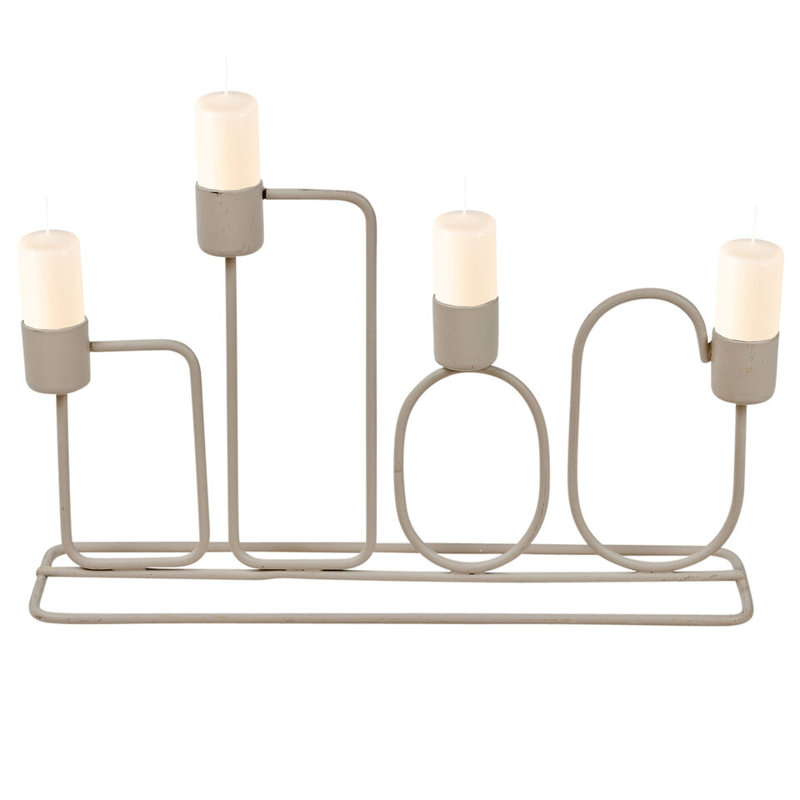 Metal Tabletop Candelabra, Cream