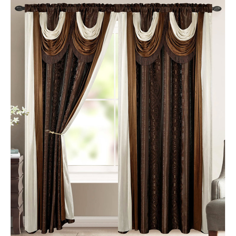 Room Darkening Curtain Single Panel, Light Brown