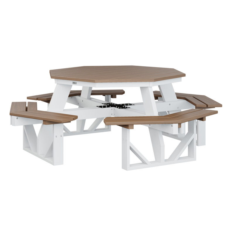 Table de pique-nique Ada, H 29 po x L 85 po x l 85 po, Acajou antique / blanc