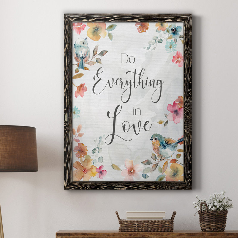 «Spring Bird Love», art textuel sur toile, Noir, H 20 po x l 17 po x P 1 po