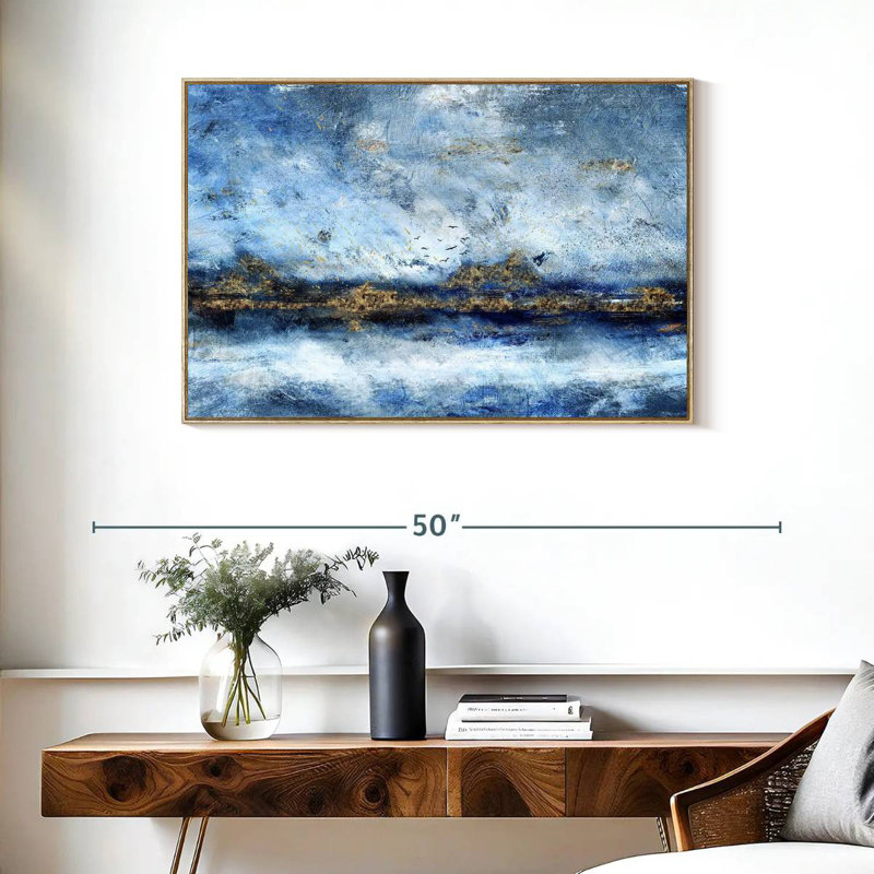 Paysage Clota, Cadre flottant en bois naturel, 37 po x 25 po