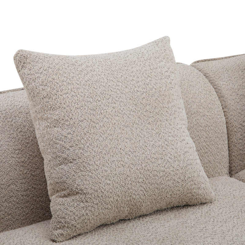 Hession 126" Modern Compression Curved Sectional Sofa, Almond Polyester