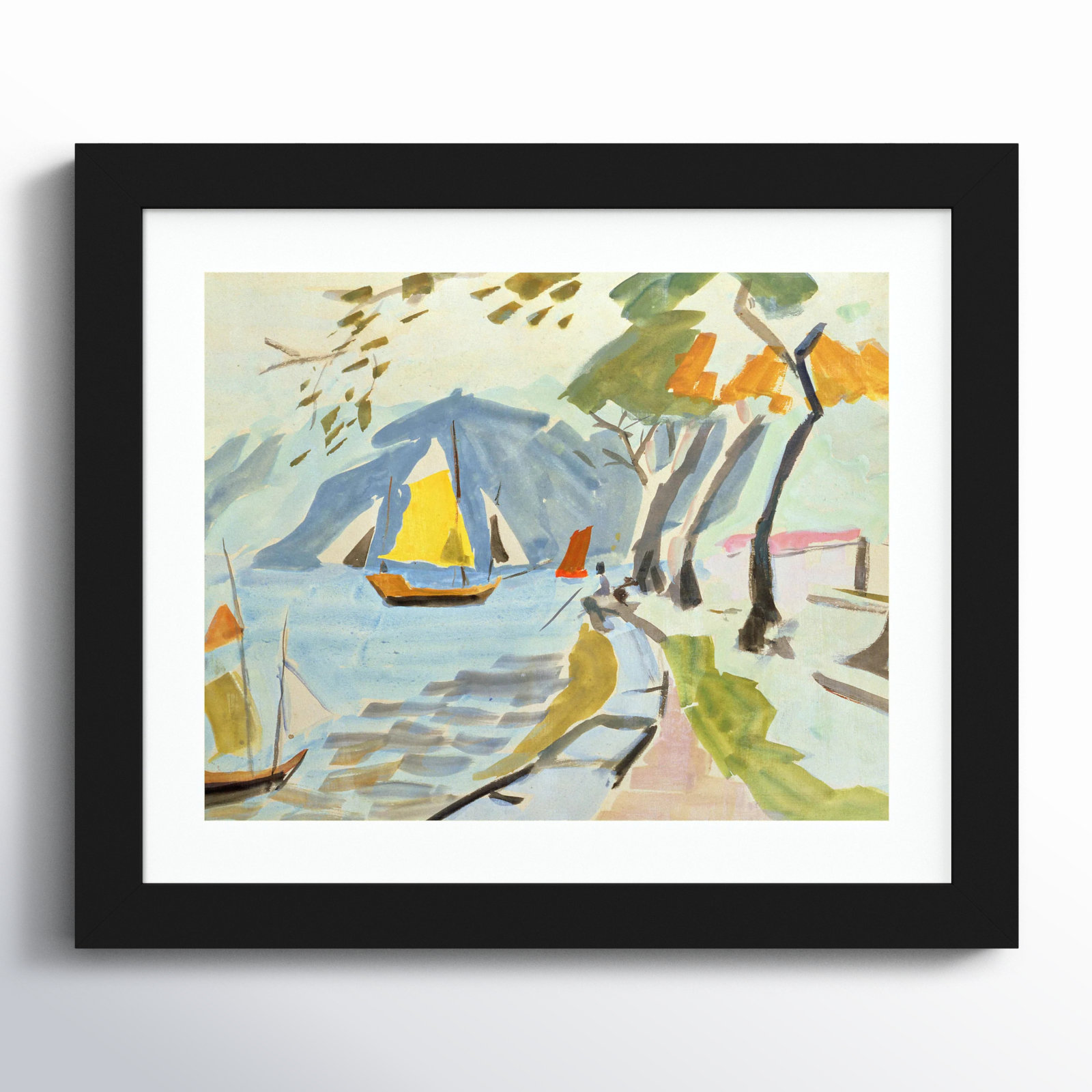 Macau Shoreline Print by Anne Durham, Black, 11" H x 13" W x 1" D