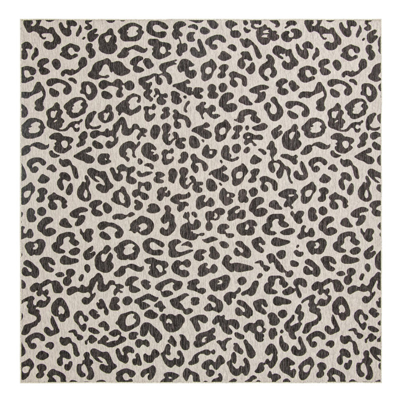 Munguia Animal Print Brown/Gray Indoor/Outdoor Area Rug, Square 10'
