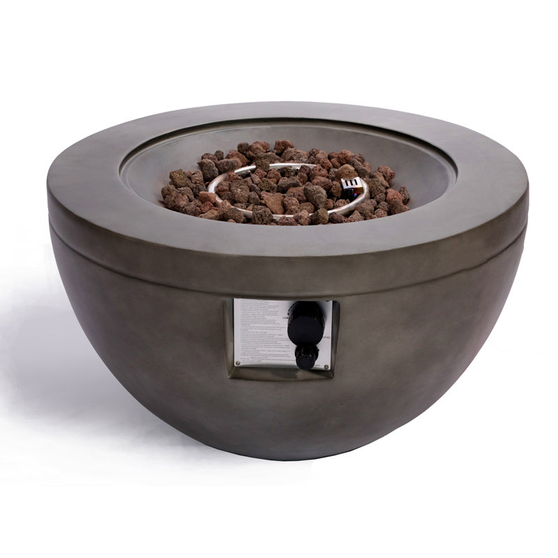 Raci Round Polyresin Propane Smokeless Fire Pit, Dark Grey