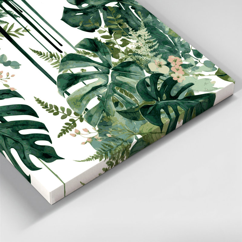 "Botanical Botanical Collage", art mural sur toile verte, H 8 po x l 8 po