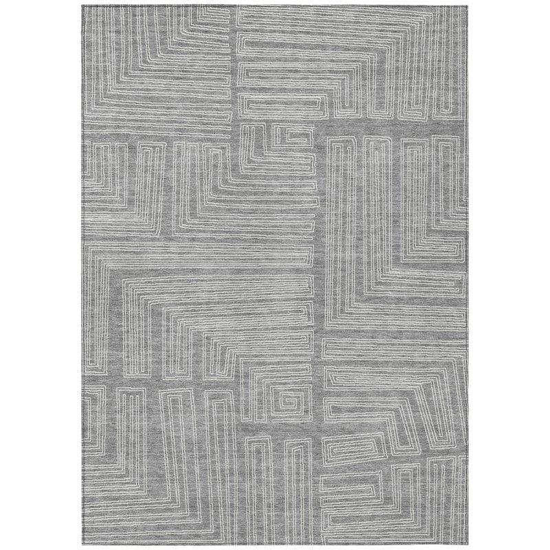 Tapis d'intérieur / extérieur gris Clayra , 10 pi x 14 pi
