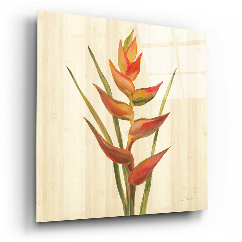 Tropical Garden I Canvas Print with Red and Green Leaves
