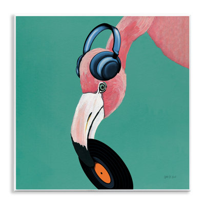 «Flamingo with Music Music», art mural sur plaque par Yvette St. Amant