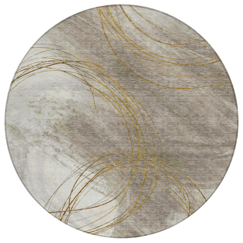 Machine Washable Indoor/Outdoor Chantille ACN2396 Abstract Rug, Round 8'