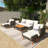 78.6''Wicker Outdoor Patio Sofa Set With Beige Cushions-470756168