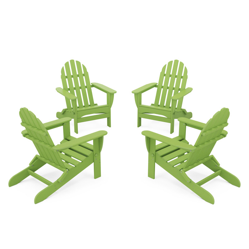 4-Piece Classic Folding Adirondack Conversation Set, Lime