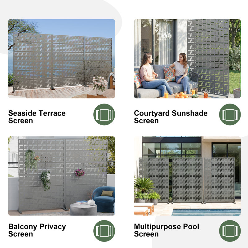 Panneau de clôture en métal pour l'extérieur, Gris