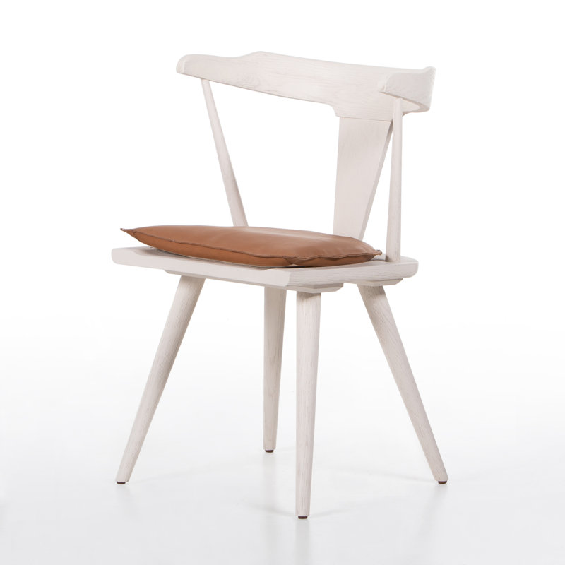 Ripley Dining Chair with Cushion, Whiskey Saddle, White